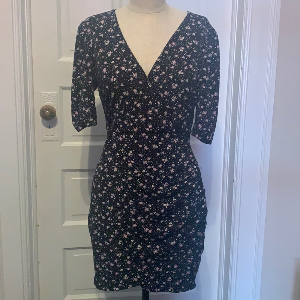 All in Favor  stretchy black floral dress